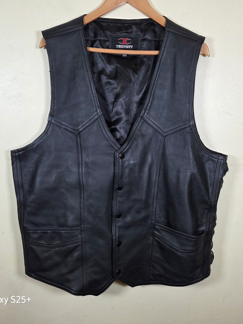 Texport Leather Vest Heavyweight Black Size 54 - 2XL